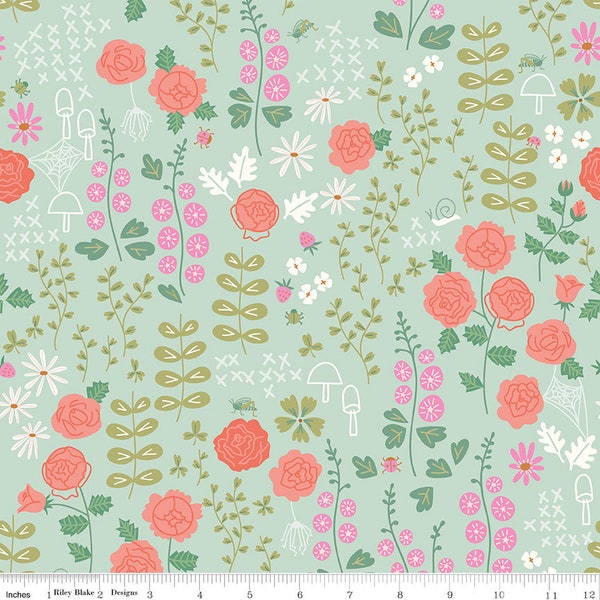 Mint New Dawn Rose Garden - by Citrus and Mint for Riley Blake Designs Quilting Cotton Fabric