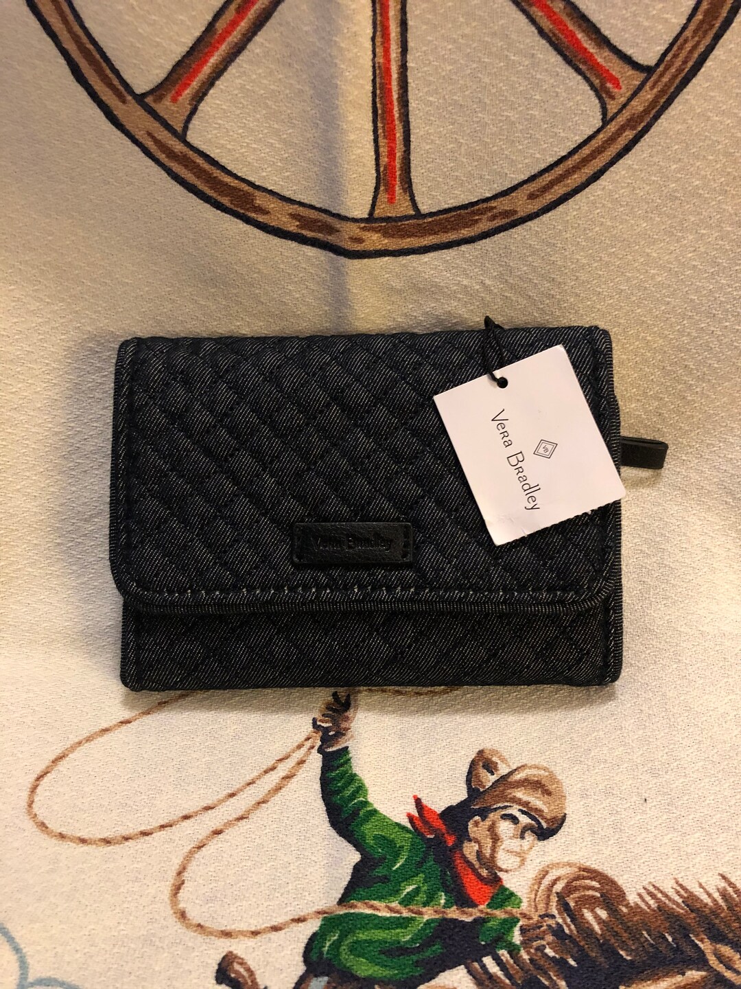 Vera Bradley Iconic RFID Riley Compact Wallet Denim Navy Etsy