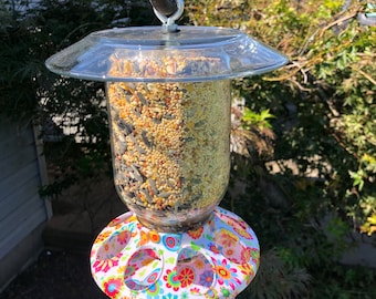 Mason Jar Bird Feeder - Wild Bird Seed, Floral Design