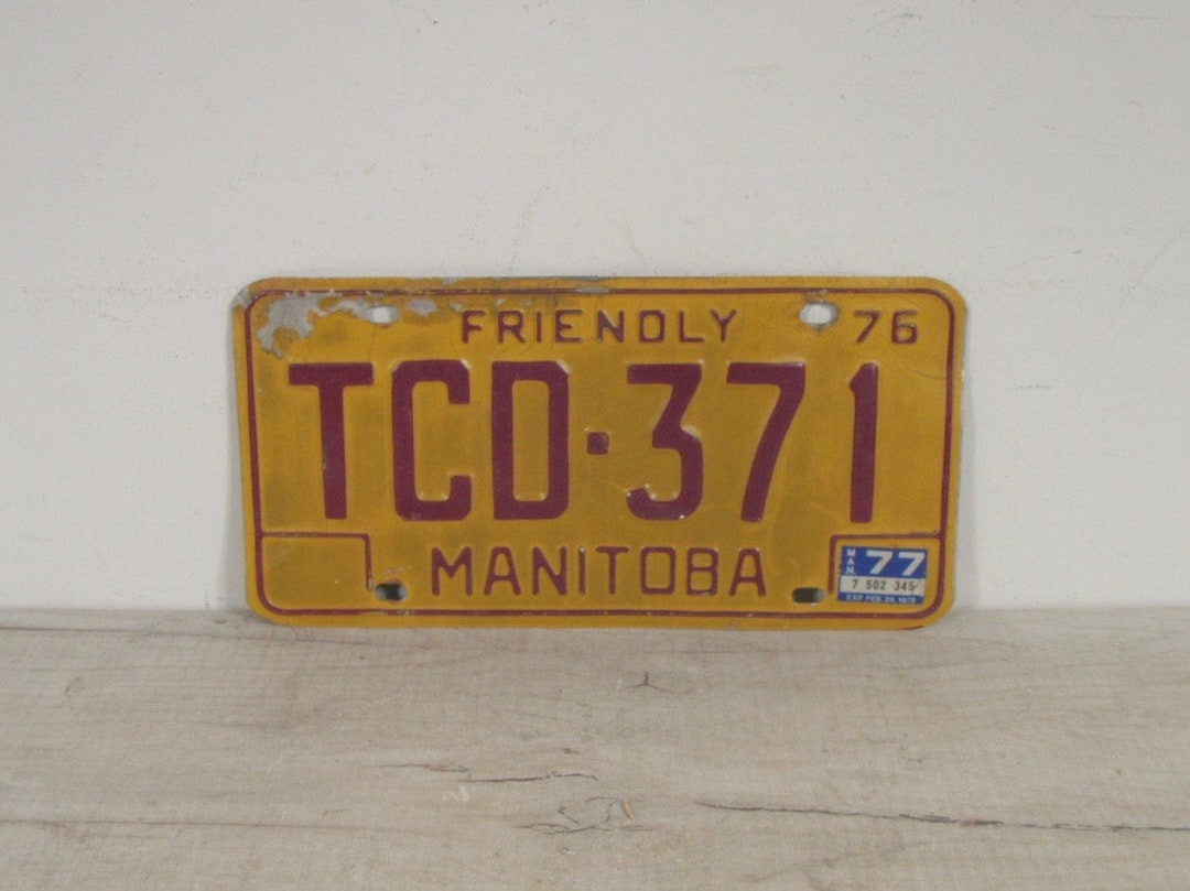 Vintage 1976 Friendly Manitoba License Plate TCD 371 Red Etsy