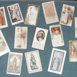 14 Cartes de prière de première communion - Néerlandais allemand et Français années 1880-1940 - LIVRAISON GRATUITE