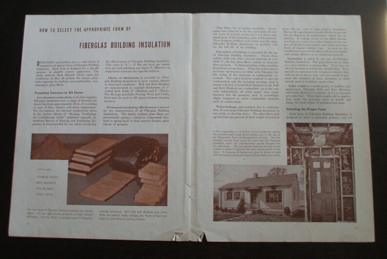 1950s Owens Corning Building Insulation in Residential Etsy