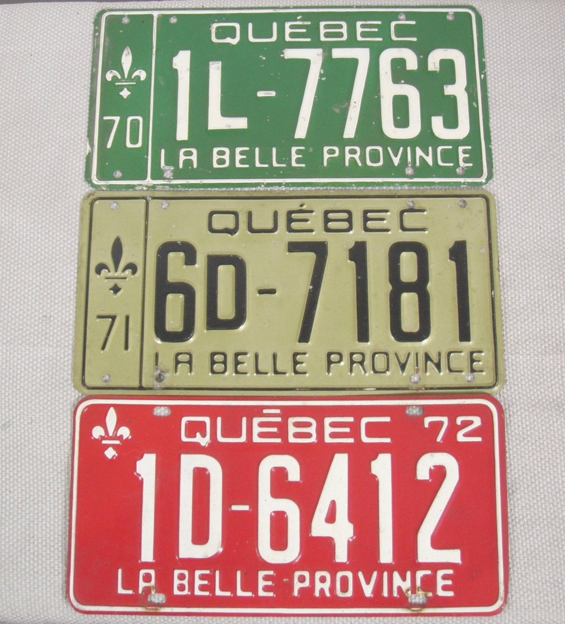 3 Vintage Quebec License Plates 1970 1971 1972 QC French Etsy