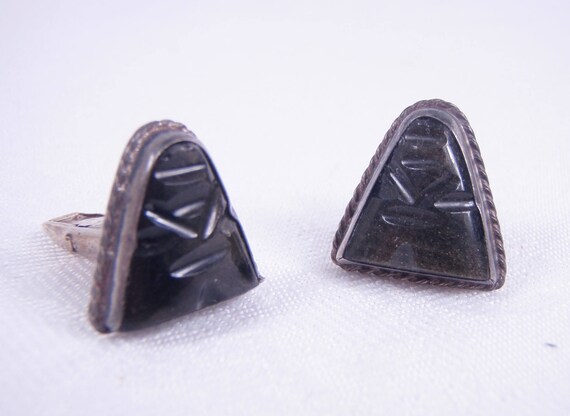 Vintage Alpaca Aztec Bloodstone Sterling Silver 9… - image 2