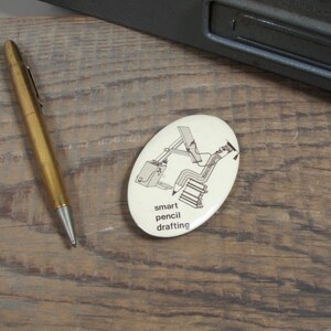 Vintage Phoenix Automation Smart Pencil Drafting Advertising Pin Pinback Button Badge - FREE SHIPPING