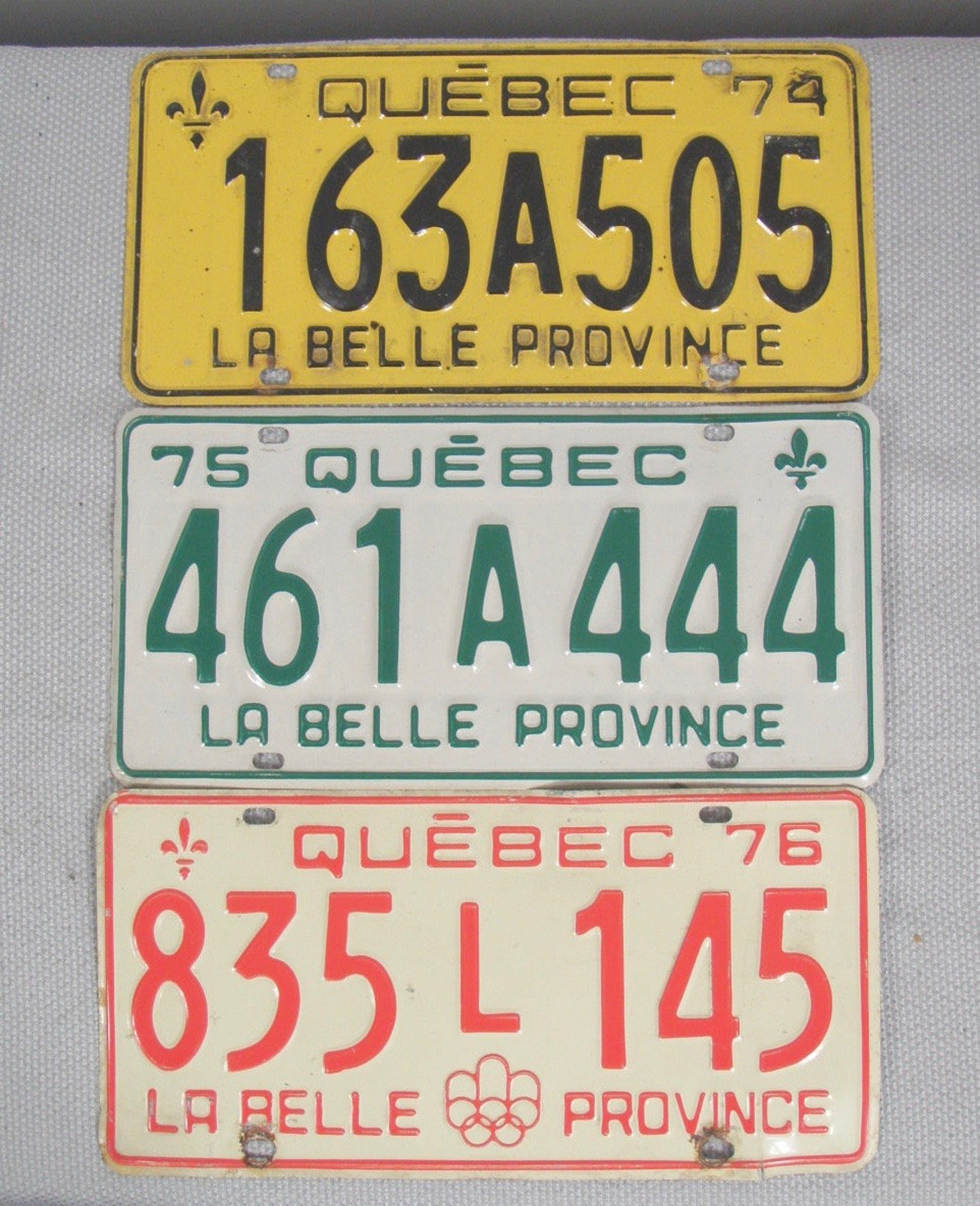3 Vintage Quebec License Plates 1974 1975 1976 QC French Etsy