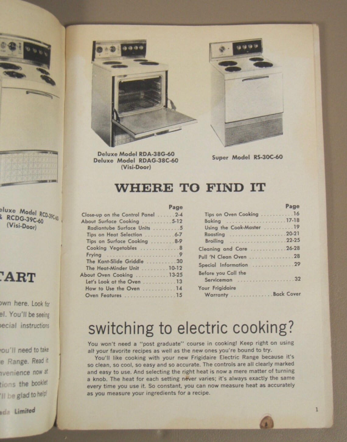 1960s Era Frigidaire 30 Electric Oven Range Owners Manual Etsy