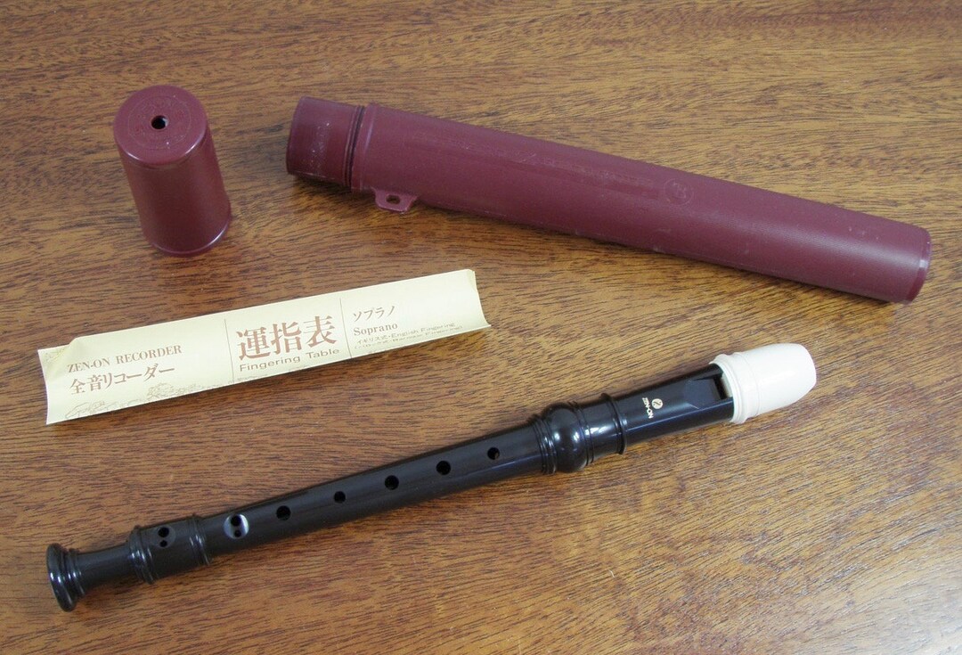 Vintage Zenon Soprano SB Recorder W/ English Fingering Chart & Hard