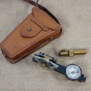 Antique Keuffel & Esser No 5711 Abney Reflecting Level Pocket Altimeter Clinometer w/ Leather Storage Case - FREE SHIPPING