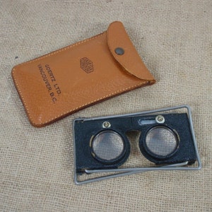 Stéréoscope pliant vintage Casella London avec étui de rangement en cuir marron original Goertz LTD - Fabriqué en Angleterre - LIVRAISON GRATUITE