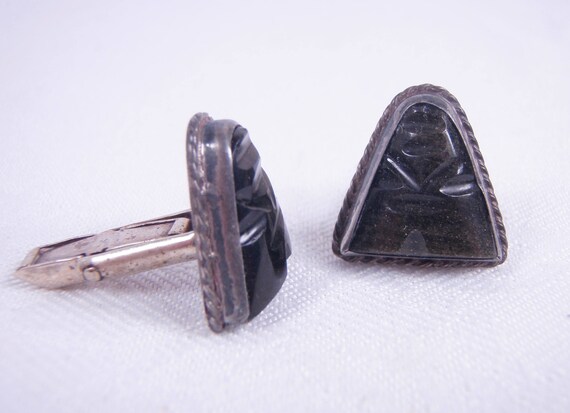 Vintage Alpaca Aztec Bloodstone Sterling Silver 9… - image 1