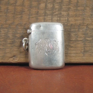 Antique Monogrammed Sterling Silver Match Box Birmingham England Hallmarked - FREE SHIPPING