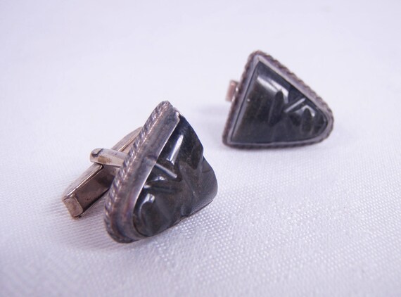 Vintage Alpaca Aztec Bloodstone Sterling Silver 9… - image 3