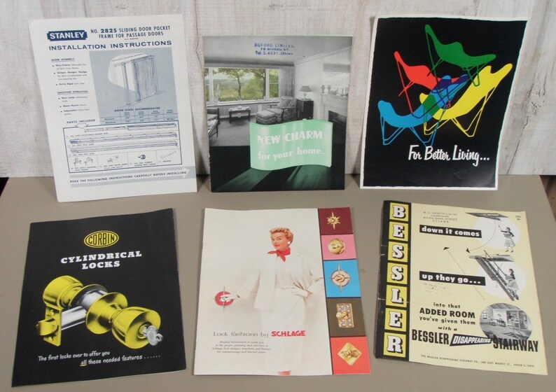 6 Vintage Mid Century Home Building Construction Advertising Booklets Better Living Corbin Locks Schlage Stanley Doors