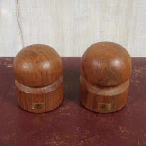 Vintage Winsome Teak Salt & Pepper Shaker Set Solid Wood - Mid Century Chunky Stubby Mushroom Shaped Dansk Design - FREE SHIPPING