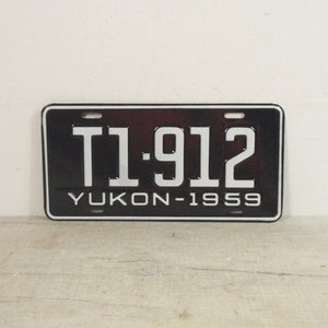 Genuine 1959 Yukon Truck License Plate Black White T1 912 Canadian - FREE SHIPPING