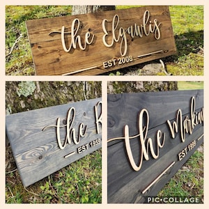 Personalized Family Name Sign, Engraved Wood Sign, Rustic Decor, Wedding Name Sign, Housewarming Gift, Last Name Sign, Established Sign