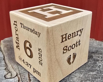 Baby Birth Stat Block, Personalized Baby Block, New Baby Gift, Birth Block, Keepsake Gift, Wooden Baby Block, Baby Gift, Baby Girl, Baby Boy