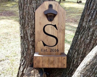 Personalized Beer Bottle Opener, Groomsmen Gift,  Rustic Engraved Beer Bottle Opener, Cap Catcher, Wedding, Gift Ideas, Man Cave