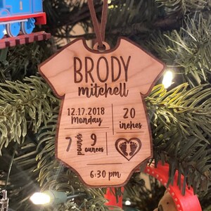 Baby&#39;s First Christmas, Personalized Baby Birth Stat Ornaments, Baby&#39;s First Christmas, Baby Shower, Birth Stat Ornament, Baby Onesie Orname