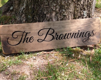 Personalized Family Name Sign, Last Name Sign, Wedding Sign, Anniversary, Wood Name Sign, Wedding Gift, Custom Engraved Wood Sign *