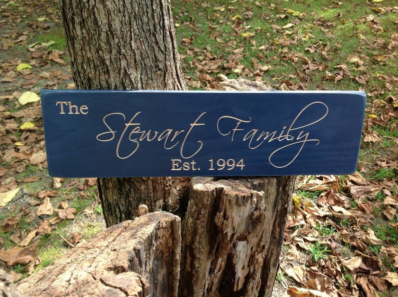 Personalized Family Name Sign Engraved Wood Sign Rustic Etsy
