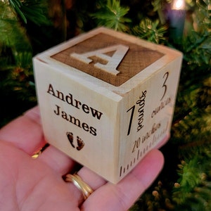 Personalized Baby Block, Baby Stat Block Ornament, Birth Block, Keepsake Baby Gift, Wooden Baby Block, Wooden Baby Christmas Ornament