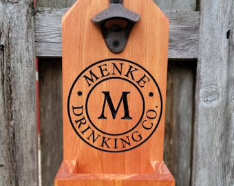 Personalized Beer Bottle Opener, Groomsmen Gift,  Rustic Engraved Beer Bottle Opener, Cap Catcher, Wedding, Gift Ideas, Man Cave