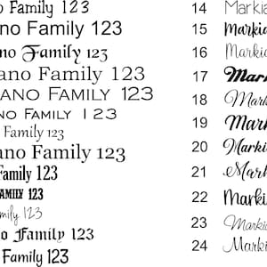 May include: A visual comparison of 24 different fonts, each displaying the text "Markiano Family 123". The fonts range from simple and clean to more elaborate and decorative.