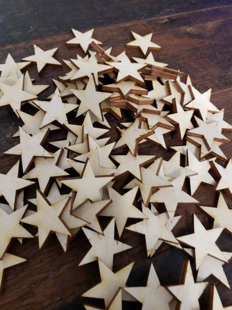 Gold and Silver Small Wooden Adhesive Stars Decorative Star