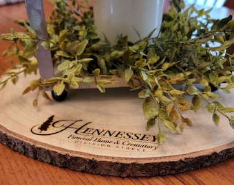 Personalized Wood Slice Centerpiece: Live Edge Rustic Wedding Decor