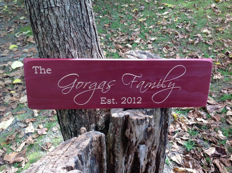 Personalized Family Name Sign Engraved Wood Sign Rustic Etsy