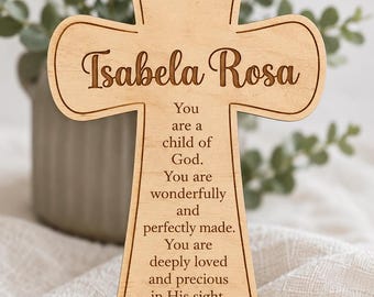 Personalized Wooden Baptism Cross, Baptism Keepsakem Christening Gift, Custom Baby Cross