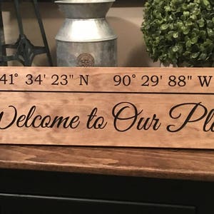 Coordinate Sign, GPS Sign, Latitude Sign, Name Sign, Custom Engraved Sign, Longitude Sign, Welcome To Our Place, Personalized Gift