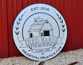 Custom Round Metal Business Sign: Personalized Outdoor Aluminum Logo