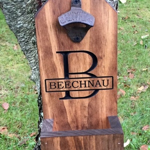 Beer Bottle Opener, Beer, Groomsmen Gift,  Rustic Engraved Beer Bottle Opener, Cap Catcher, Housewarming Gifts, Father of the Bride,