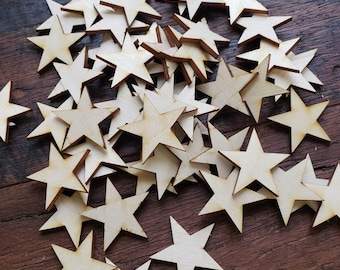 50pcs -1in Wood Stars, DIY Project Supplies, Craft Supplies, Laser Cut, Wooden Craft Supplies, Flag Making Supplies