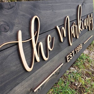 Laser Cut 3D Signs,, Personalized Family Name Sign, Rustic Decor, Wedding Name Sign, Housewarming Gift, Last Name Sign, Established Sign