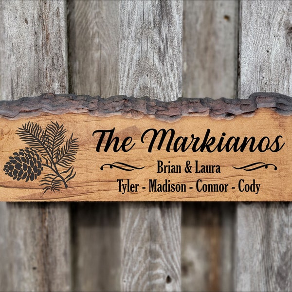 Personalized Family Name Sign, Live Edge Wall Art, Cabin Sign, Wood Slice Sign, Welcome Sign, Family Name Sign, Wedding Gift