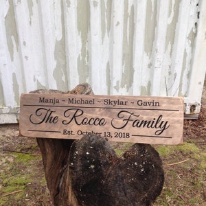 Personalized Family Name Sign, Engraved Wood Sign, Rustic Decor, Wedding Name Sign, Housewarming Gift, Wedding Gift, Anniversary Gift