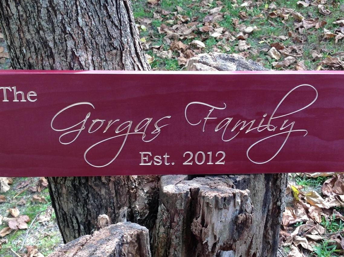 Personalized Family Name Sign Engraved Wood Sign Rustic Etsy
