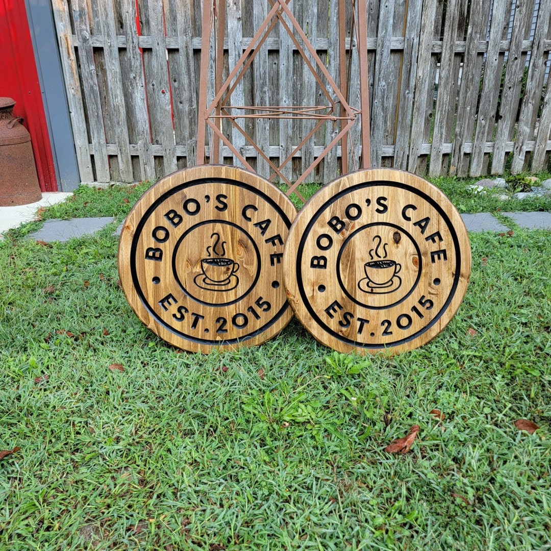 Coffee Shop Signs, Wood Signs, Round Wooden Sign, Personalized Sign
