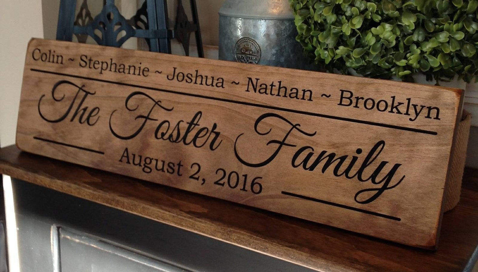 Personalized Family Name Sign Engraved Wood Sign Rustic Etsy