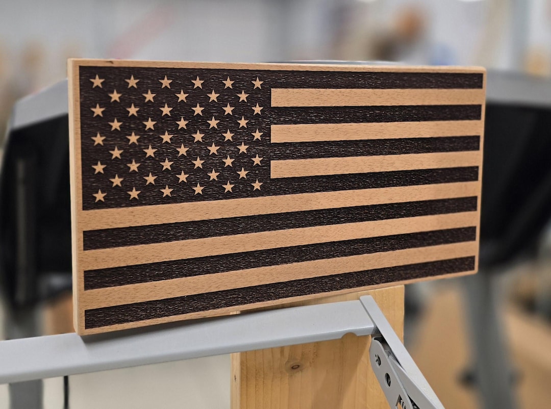 Wooden American Flag, Lasered Engraved Flag, Desk Name Plate, Wall ...