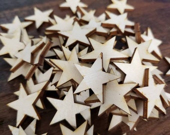 50pcs -1.25in Wood Stars, DIY Project Supplies, Craft Supplies, Laser Cut, Wooden Craft Supplies, Flag Making Supplies