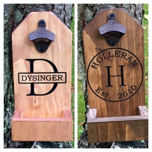 Personalized Beer Bottle Opener, Groomsmen Gift, Rustic Engraved Beer Bottle Opener, Cap Catcher, Wedding, Gift Ideas, Man Cave image 4