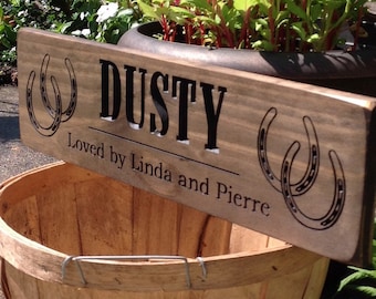 Personalized Horse Sign, Stable, Engraved Wood Sign, Rustic Decor, Wedding Name Sign, Housewarming Gift, Wedding Gift, Custom Engraved
