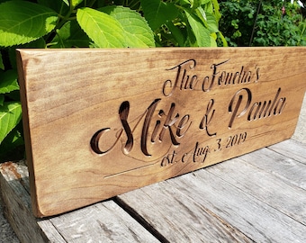 Personalized Wedding Gift, Rustic Sign,Engraved Wood Sign, Rustic Decor, Wedding Name Sign, Housewarming Gift, Wedding Gift, Custom Engraved