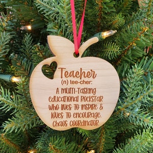 Teacher Christmas Gifts, Personalized Teacher Ornament, Teacher Gifts, Apple Ornament,  Personalized Christmas Ornament