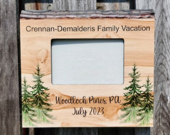 Live Edge Picture Frame, Personalized Picture Frame, Photo Frame, Cabin Decor, Rustic Wall Art, Family Vacation Wall Decor, Home Decor